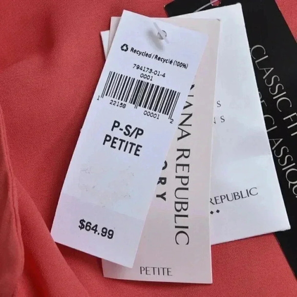 Banana Republic Factory  Ruffle Sleeve Blouse Shirt Gold Buttons Small Petite - Picture 7 of 11